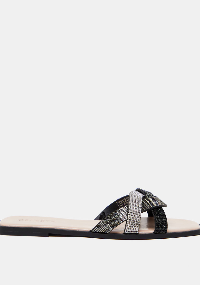 Celeste Women's Embellished Strap Slide Sandals-Women%27s Flat Sandals-image-0