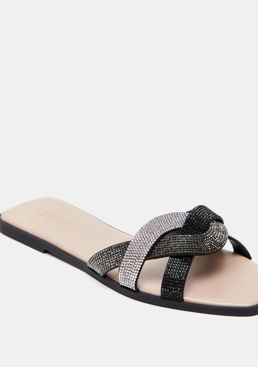 Celeste Women's Embellished Strap Slide Sandals-Women%27s Flat Sandals-image-1