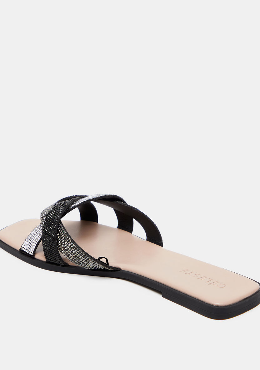 Celeste Women's Embellished Strap Slide Sandals-Women%27s Flat Sandals-image-2