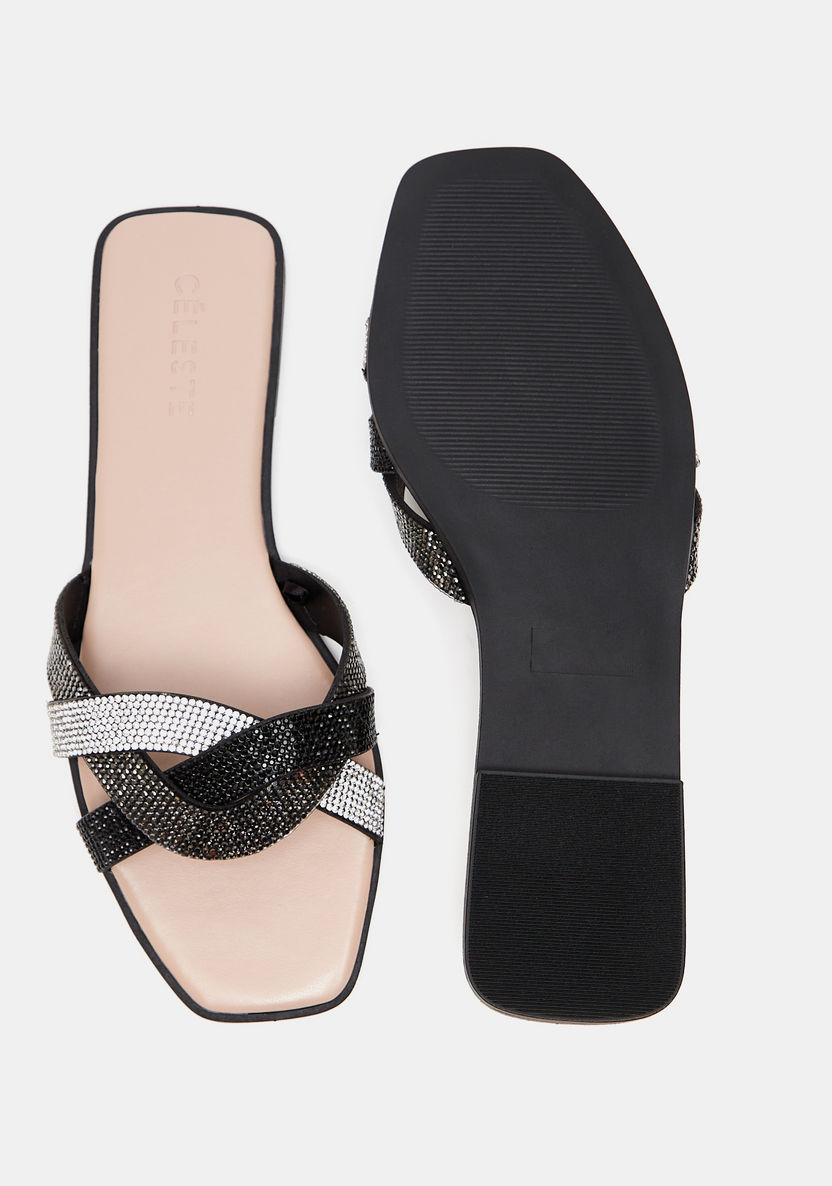 Celeste Women's Embellished Strap Slide Sandals-Women%27s Flat Sandals-image-4