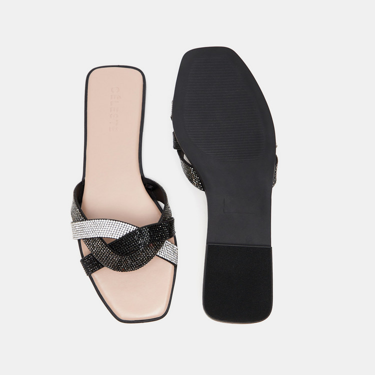Celeste Women's Embellished Strap Slide Sandals