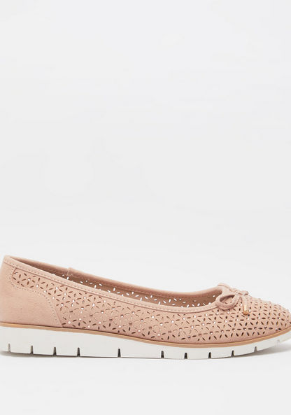 Le Confort Round Toe Slip-On Ballerina Shoes with Embellished Detail-Women%27s Ballerinas-image-0