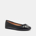 Celeste Textured Ballerina Shoes with Bow Accent-Women%27s Ballerinas-thumbnail-1