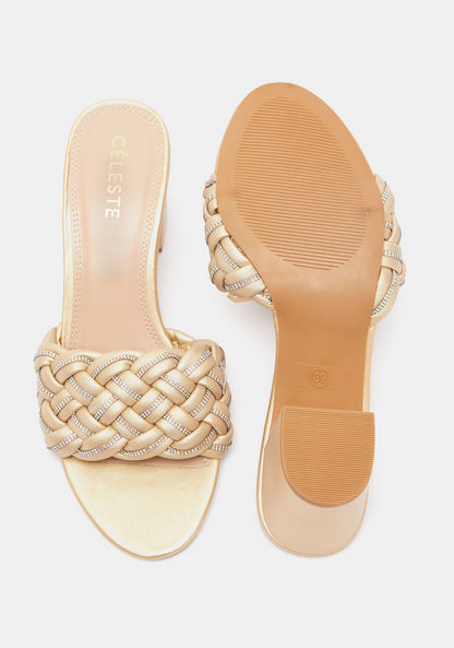 Celeste Women's Embellished Slip-On Sandals with Block Heels-Women%27s Heel Sandals-image-4