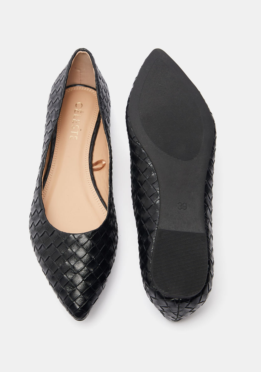 Celeste Women's Textured Pointed Toe Slip-On Ballerina Shoes-Women%27s Ballerinas-image-5