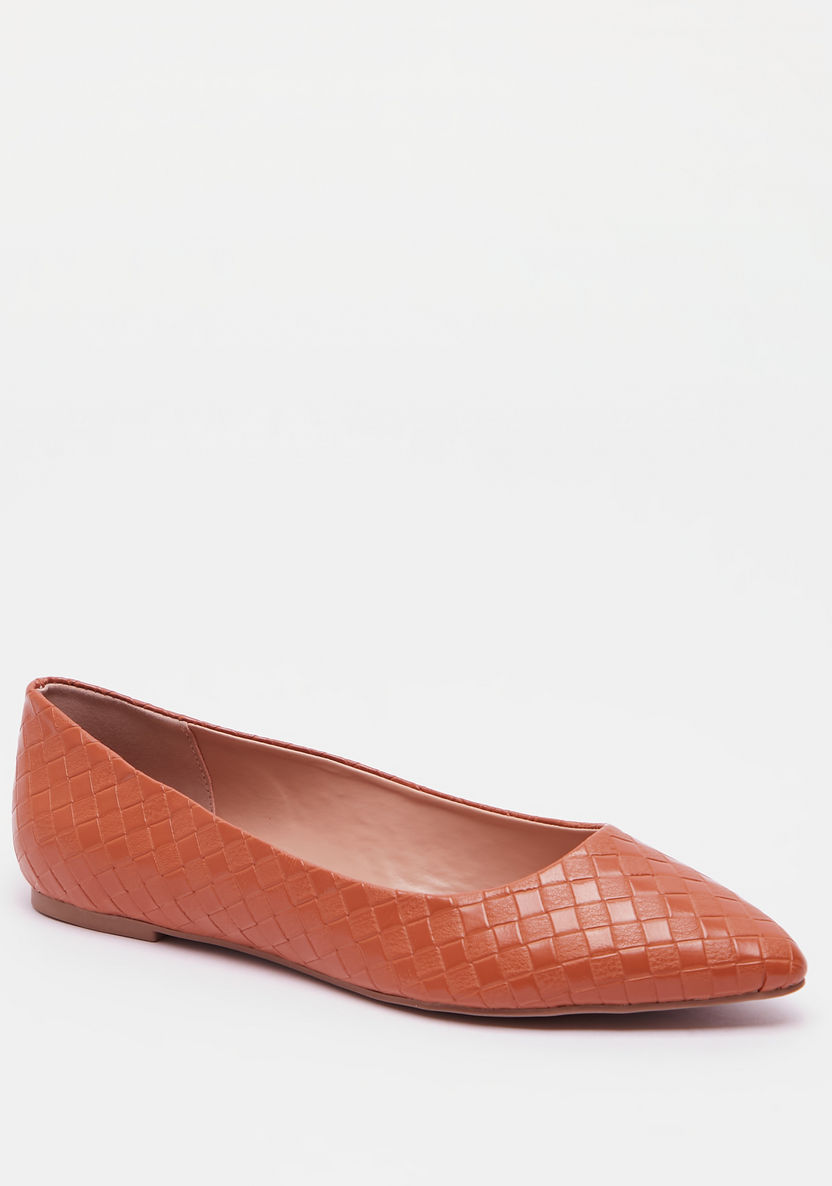 Celeste Women's Textured Pointed Toe Slip-On Ballerina Shoes-Women%27s Ballerinas-image-1