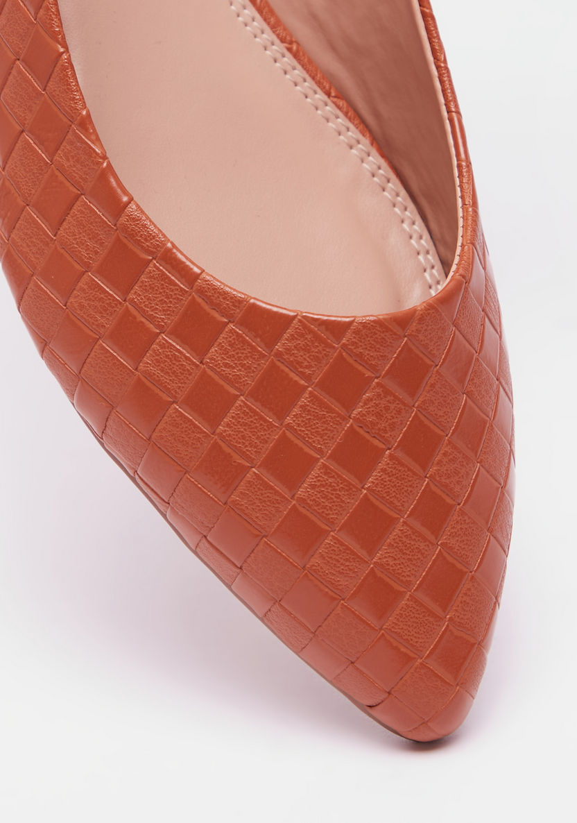 Celeste Women's Textured Pointed Toe Slip-On Ballerina Shoes-Women%27s Ballerinas-image-3