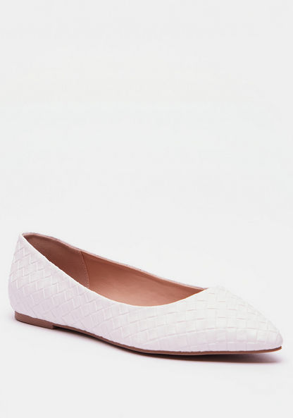 Celeste Women's Textured Pointed Toe Slip-On Ballerina Shoes-Women%27s Ballerinas-image-1