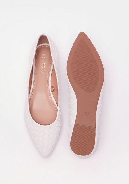 Celeste Women's Textured Pointed Toe Slip-On Ballerina Shoes-Women%27s Ballerinas-image-4