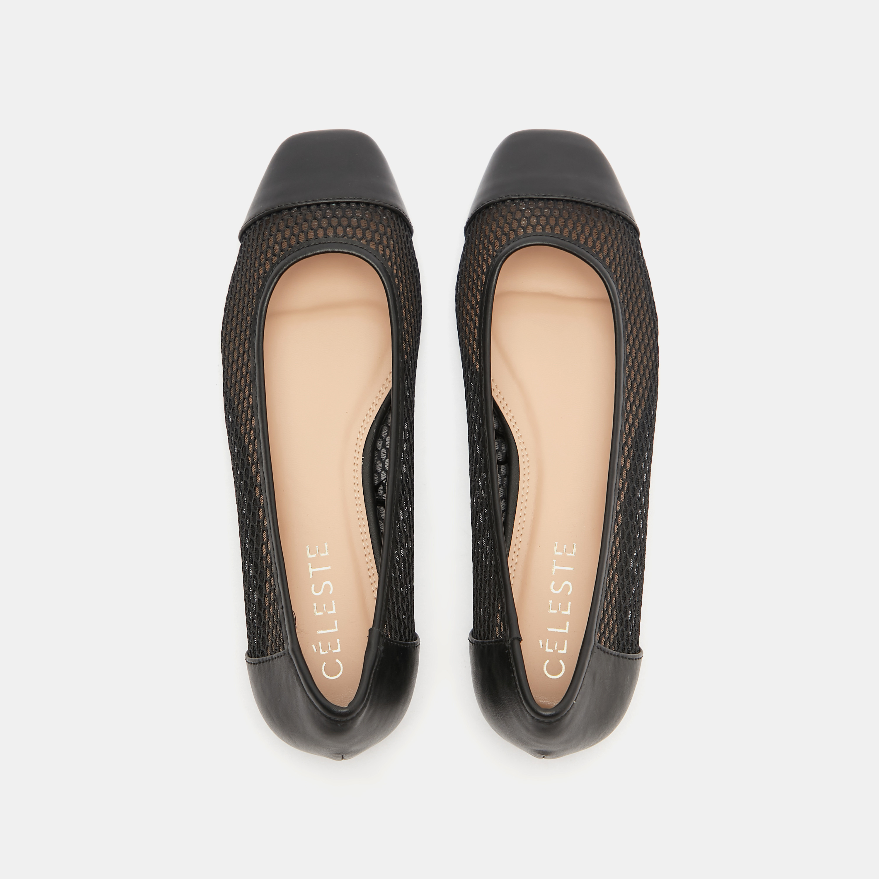 حذاء باليرينا بمقدمة مربعة بتفاصيل شبكية من سيليست-women-shoes-ballerinas-image-2
