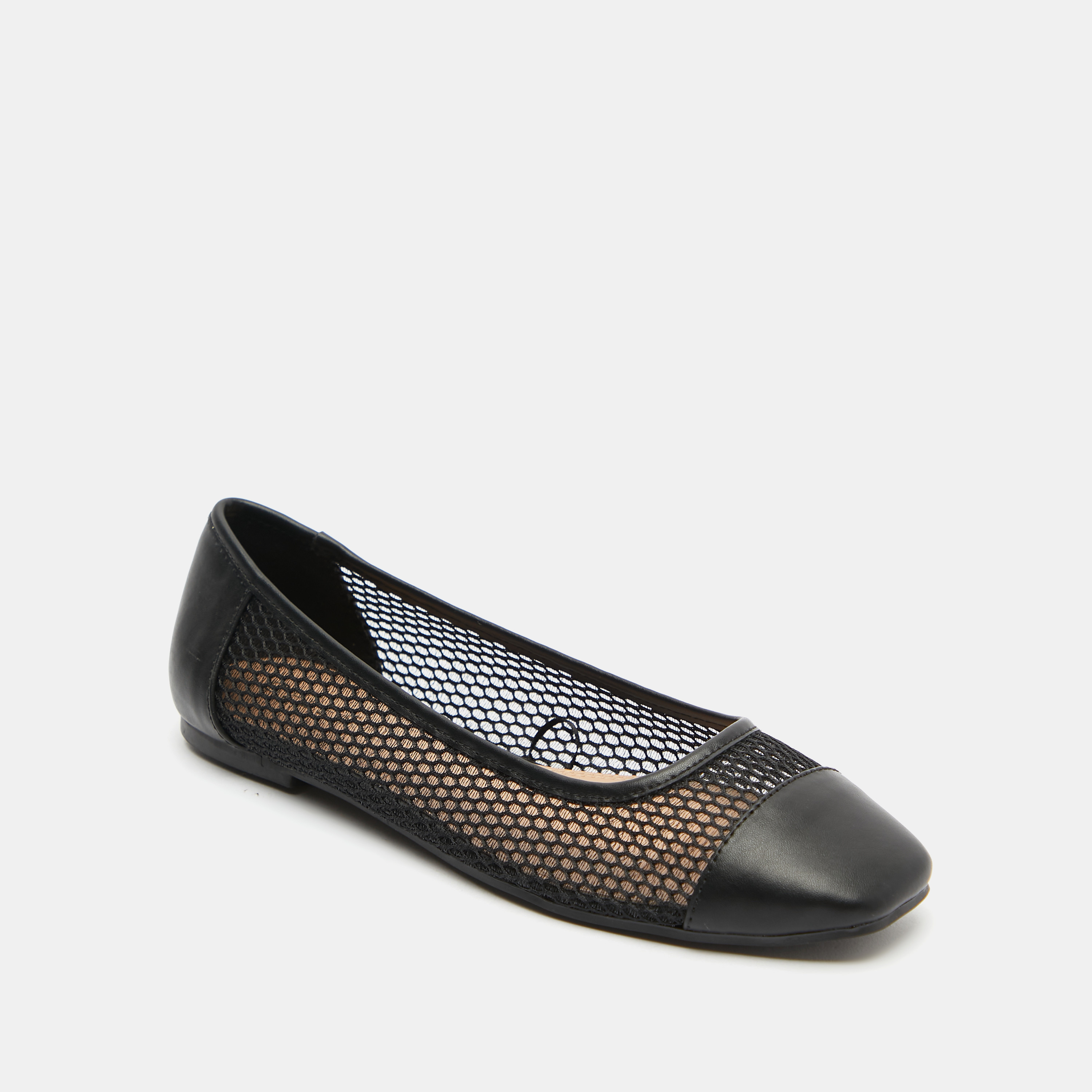 حذاء باليرينا بمقدمة مربعة بتفاصيل شبكية من سيليست-women-shoes-ballerinas-image-3