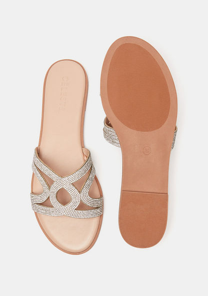 Celeste Women's Embellished Slip-On Slide Sandals-Women%27s Flat Sandals-image-4