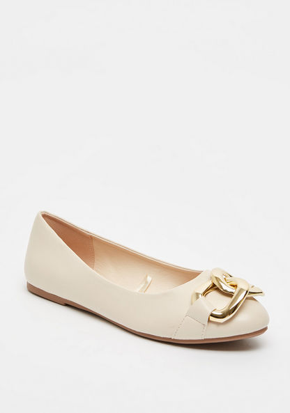 Celeste Women's Slip-On Ballerina Shoes with Chainlink Accent-Women%27s Ballerinas-image-1