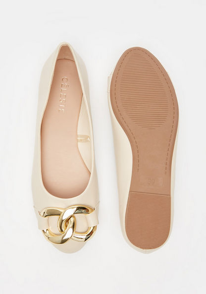 Celeste Women's Slip-On Ballerina Shoes with Chainlink Accent-Women%27s Ballerinas-image-4