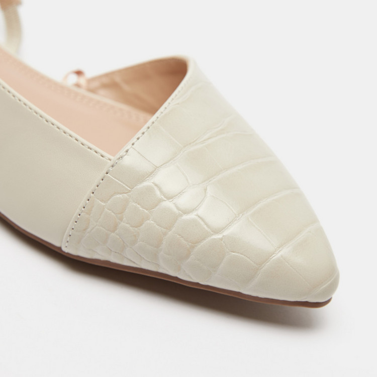 Celeste Women's Animal Textured Pointed Toe Ballerina Shoes
