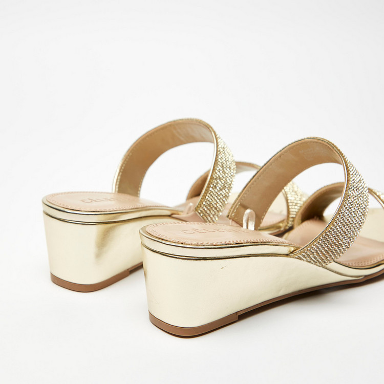 Celeste Women's Embellished Slip-On Sandals with Wedge Heels