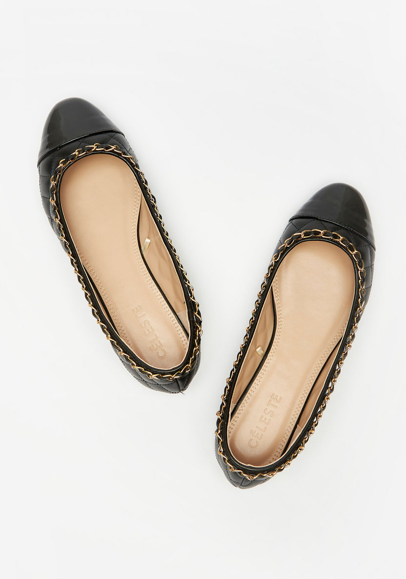 Celeste Women's Quilted Slip-On Round Toe Ballerina Shoes-Women%27s Ballerinas-image-1