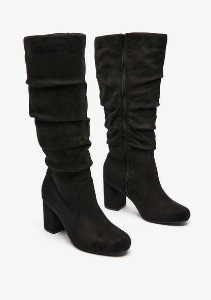 Celeste Women's Almond Toe Knee Length Boots with Block Heels-Women%27s Boots-image-2