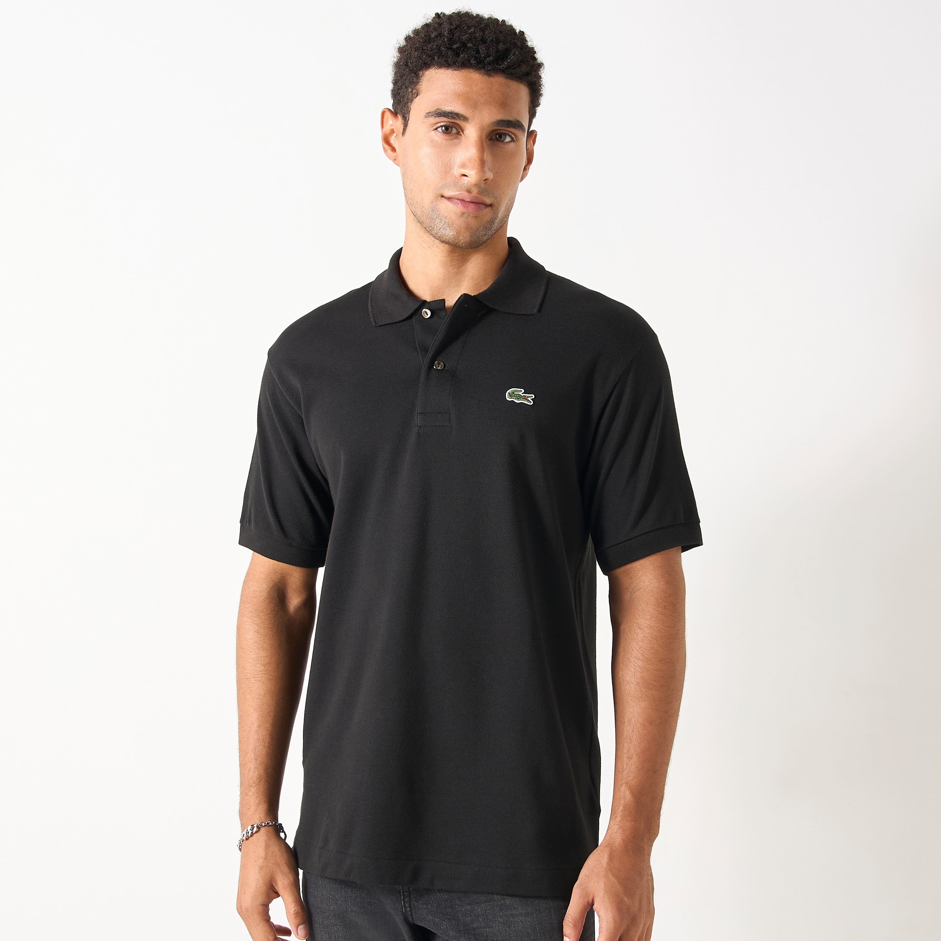 Lacoste Solid Polo T-shirt with Short Sleeves-men-clothing-tshirtsandpolos-polos-image-1