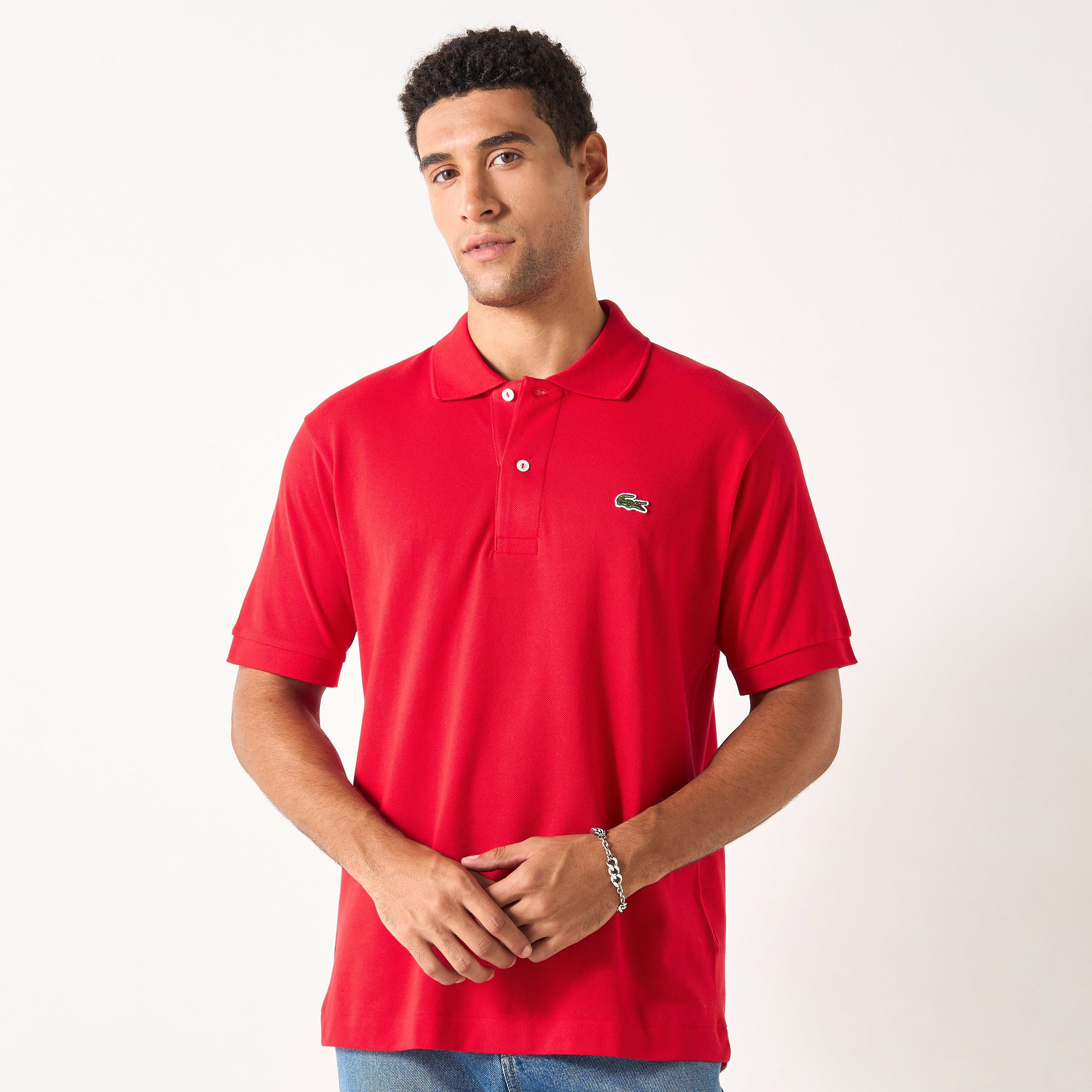 تيشيرت بولو سادة بأكمام قصيرة من لاكوست-men-clothing-tshirtsandpolos-polos-image-1