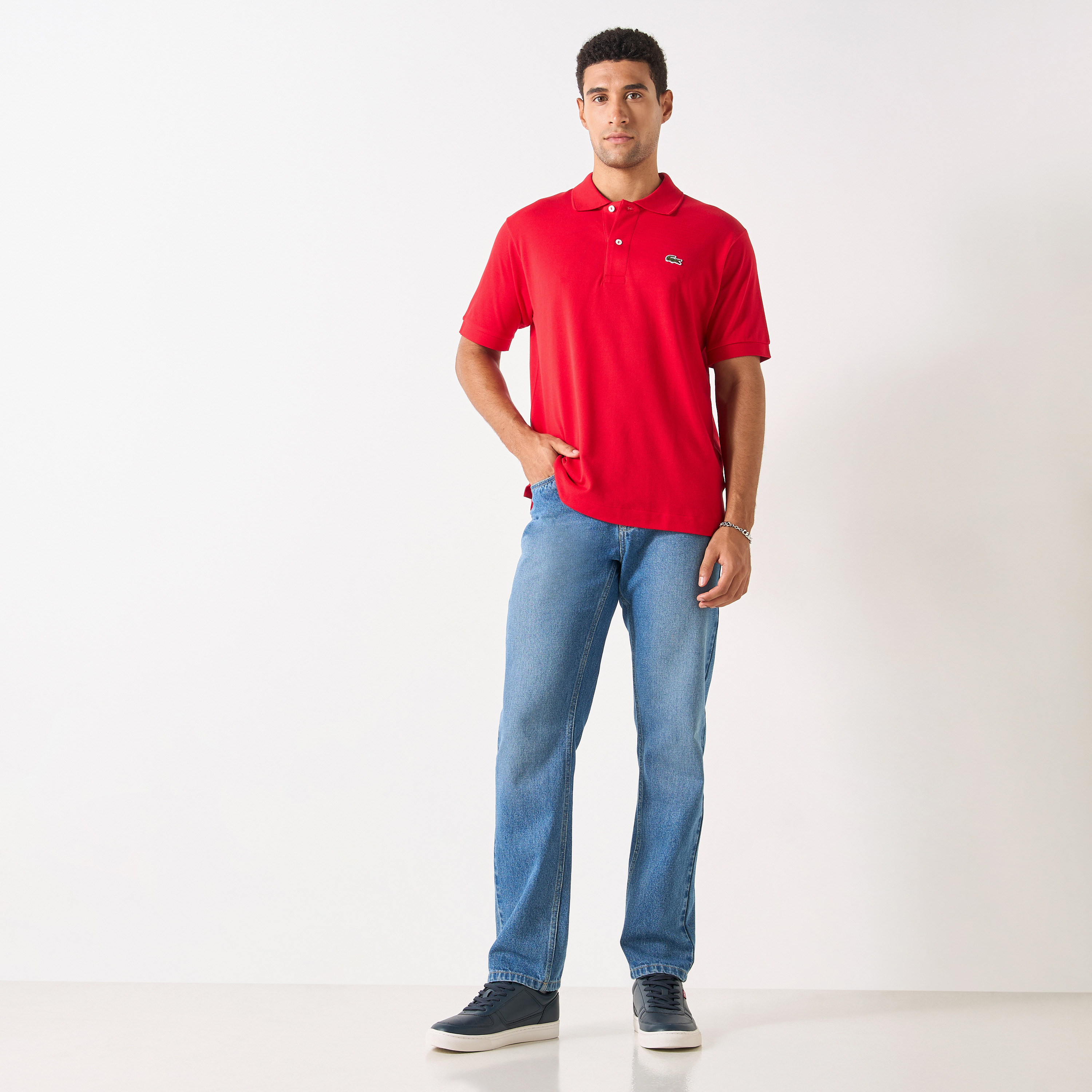 Lacoste Solid Polo T-shirt with Short Sleeves-men-clothing-tshirtsandpolos-polos-image-2