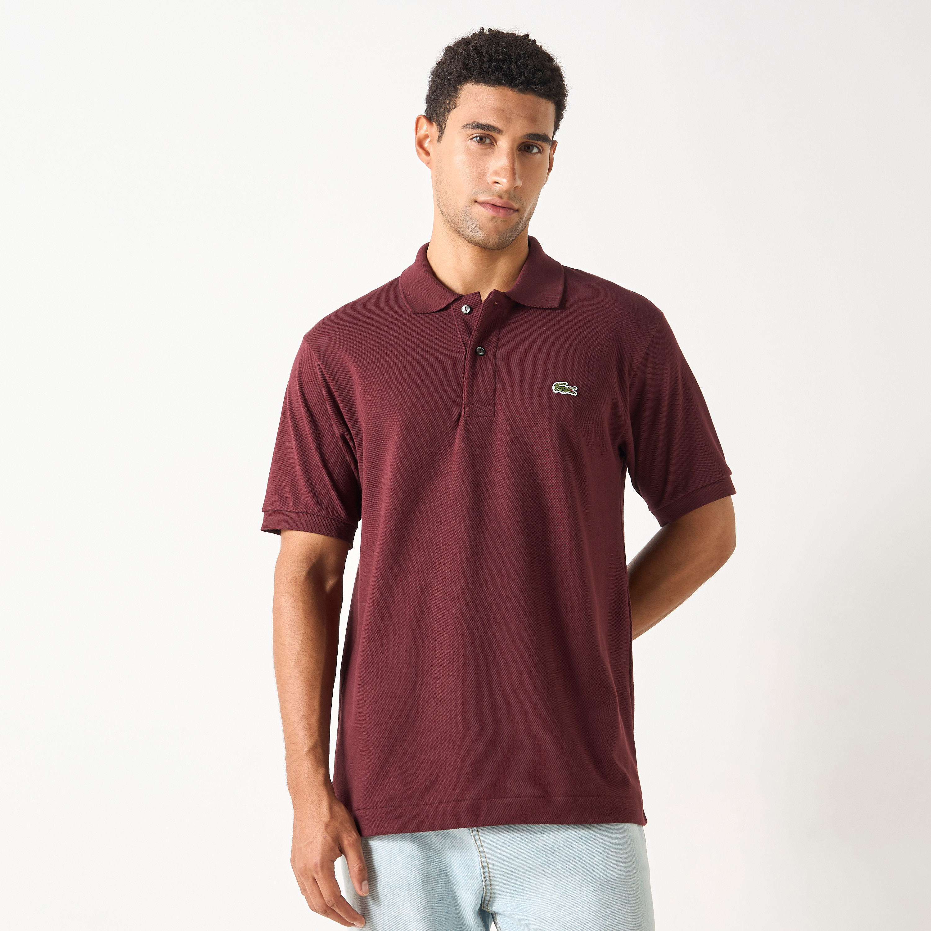 Lacoste Logo Applique Polo T-shirt with Short Sleeves-men-clothing-tshirtsandpolos-polos-image-1