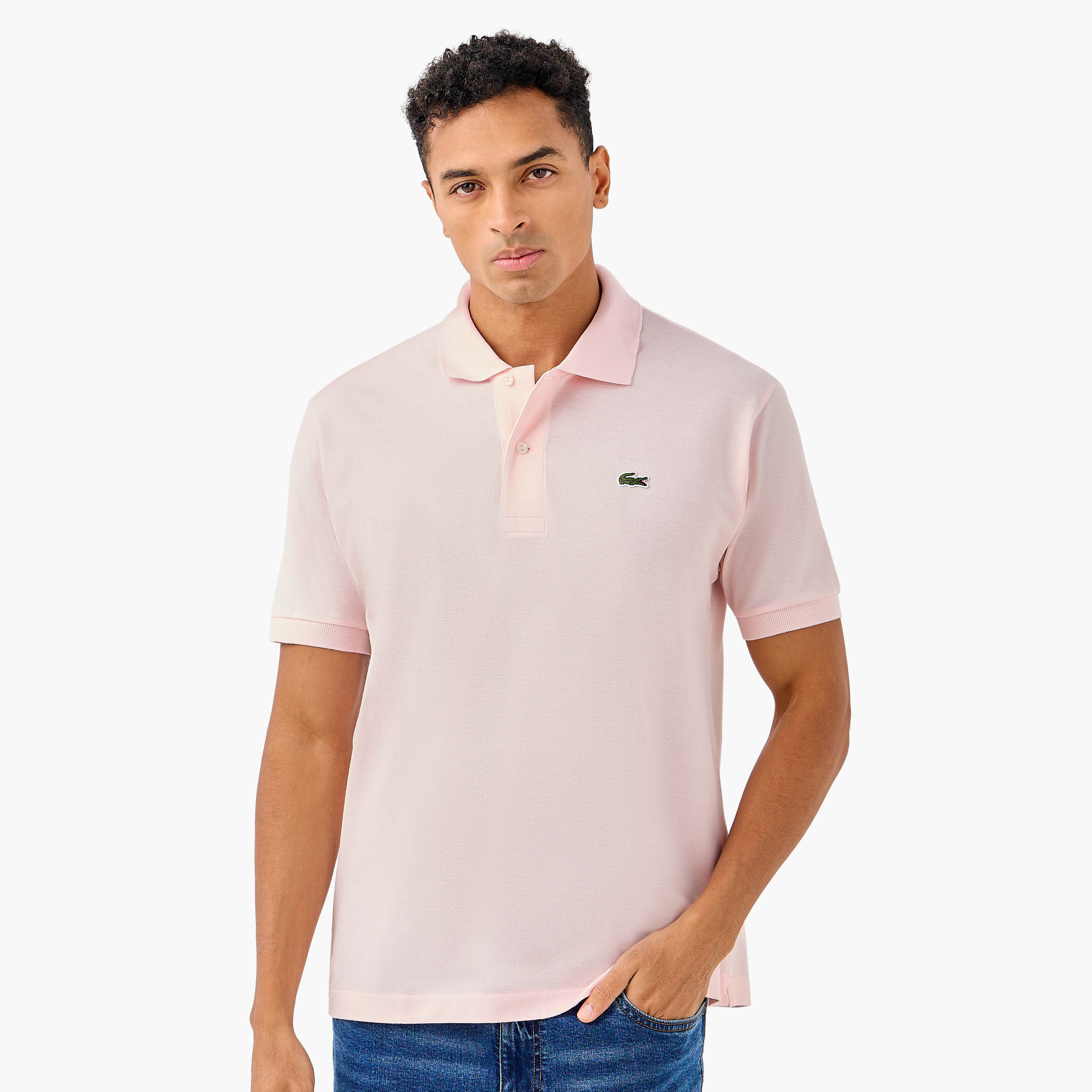 Lacoste Solid Polo T-shirt with Short Sleeves-men-clothing-tshirtsandpolos-polos-image-1