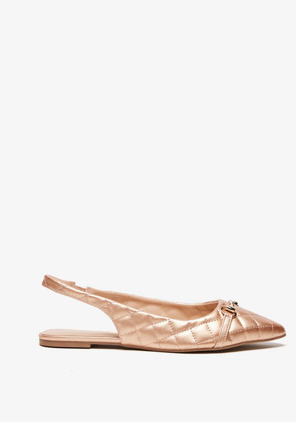 Celeste Women's Textured Slingback Ballerina with Elastic Detail and Metal Accent