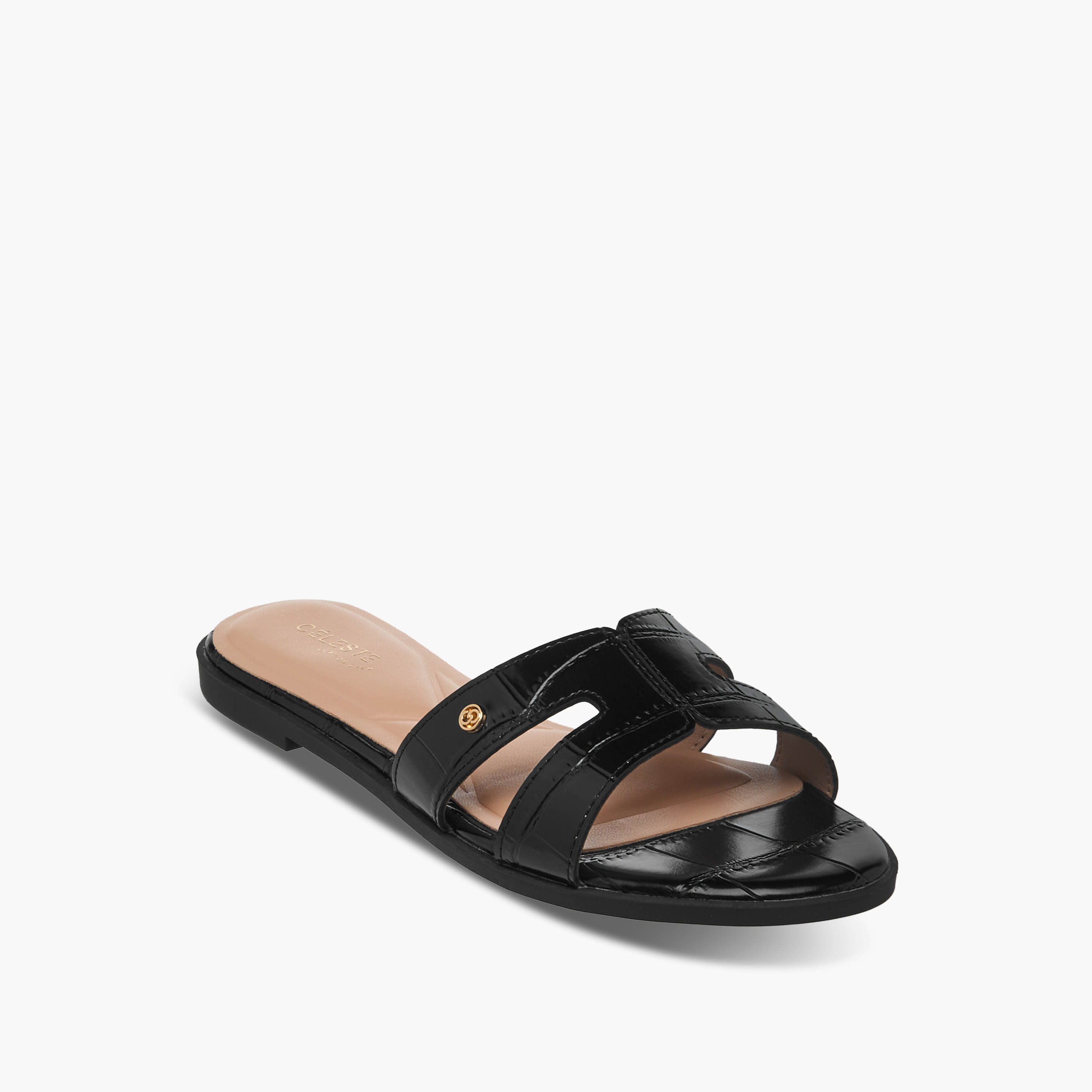 Celeste Women Animal Textured Slip-On Sandals-women-shoes-flats-sandals-image-2