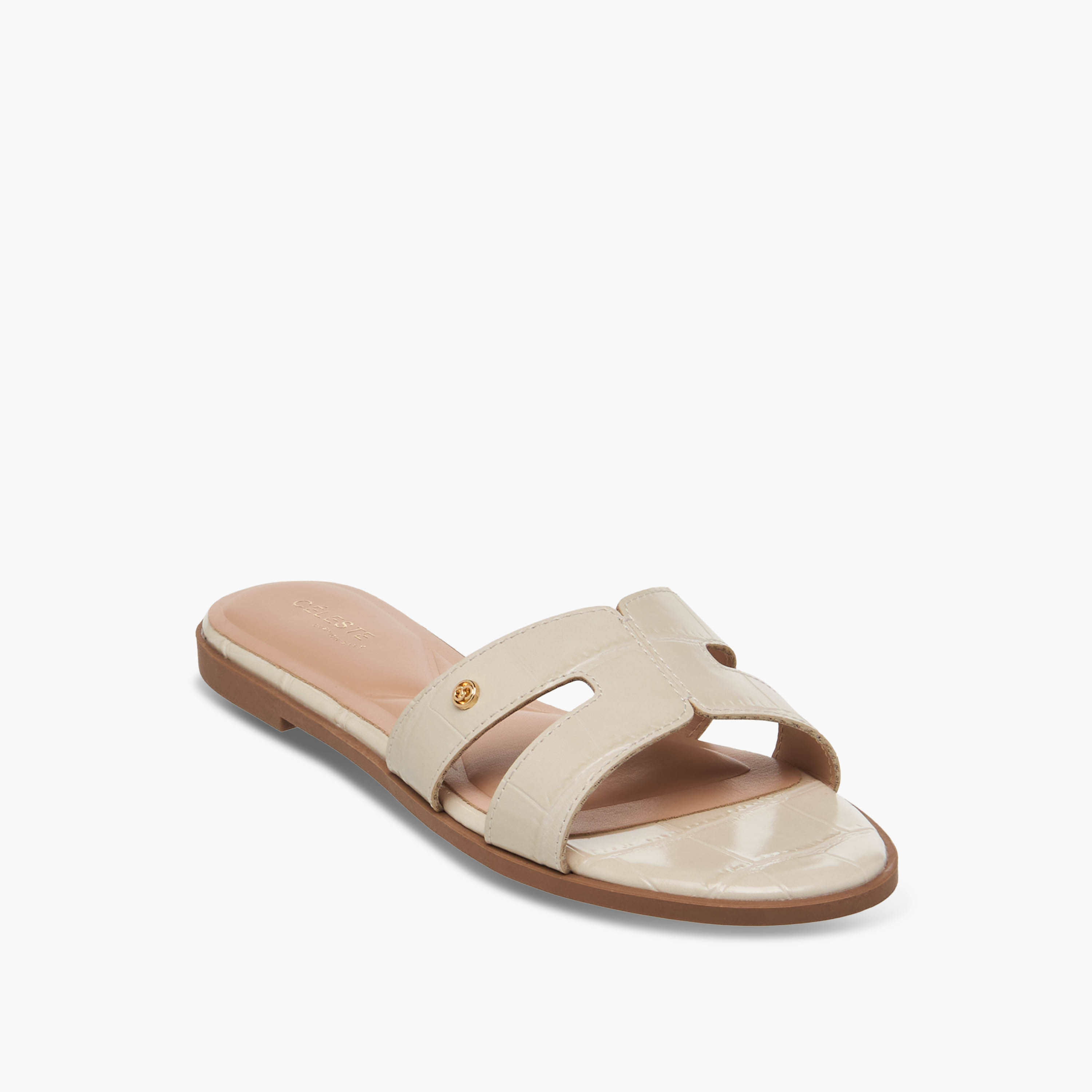 Celeste Women Animal Textured Slip-On Sandals-women-shoes-flats-sandals-image-2