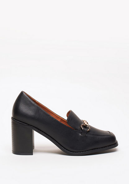 Celeste Women's Solid Court Shoe with Metal Accent and Block Heels-Women%27s Heel Shoes-image-1
