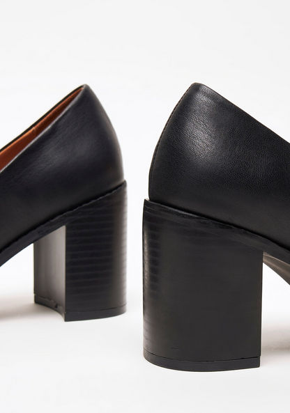 Celeste Women's Solid Court Shoe with Metal Accent and Block Heels-Women%27s Heel Shoes-image-3