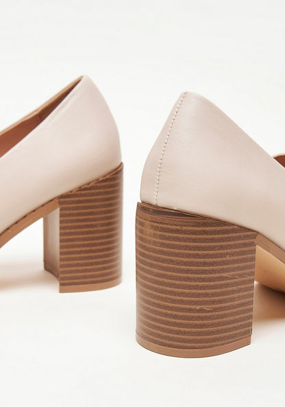 Celeste Women's Solid Court Shoe with Metal Accent and Block Heels