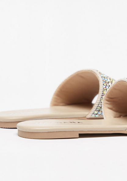 Haadana Embellished Slip-On Slide Sandals
