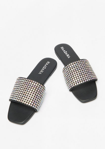 Haadana Embellished Slip-On Slide Sandals-Women%27s Flat Sandals-image-1