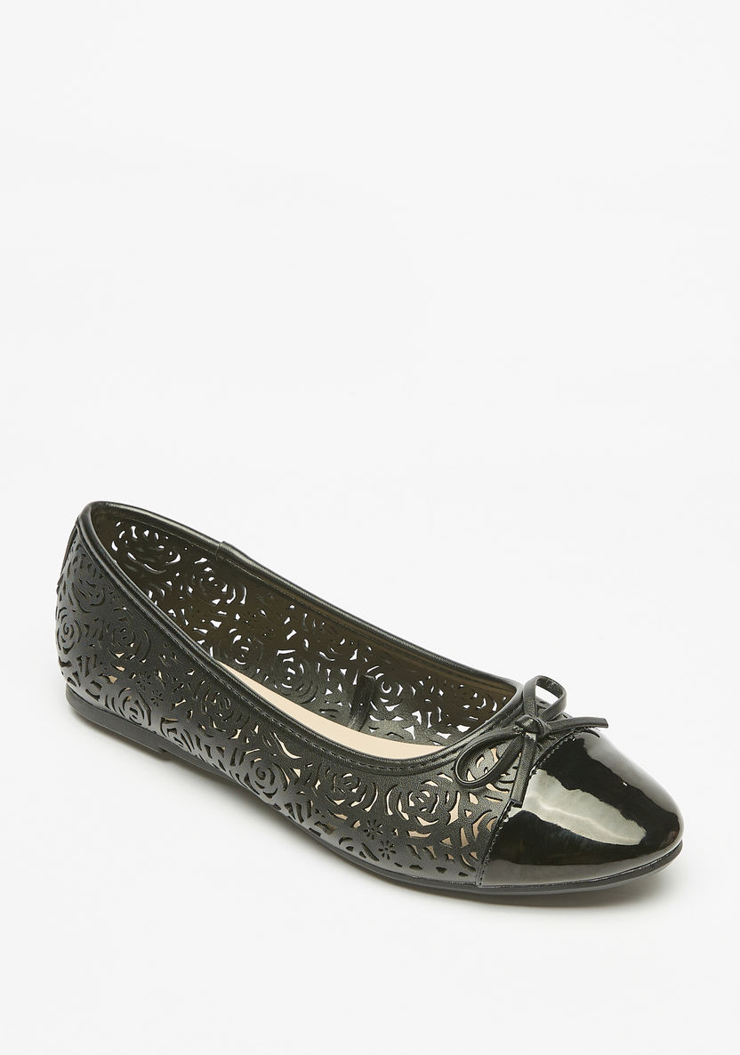 Celeste Women's Cutwork Detail Slip-On Round Toe Ballerina Shoes-Women%27s Ballerinas-image-0