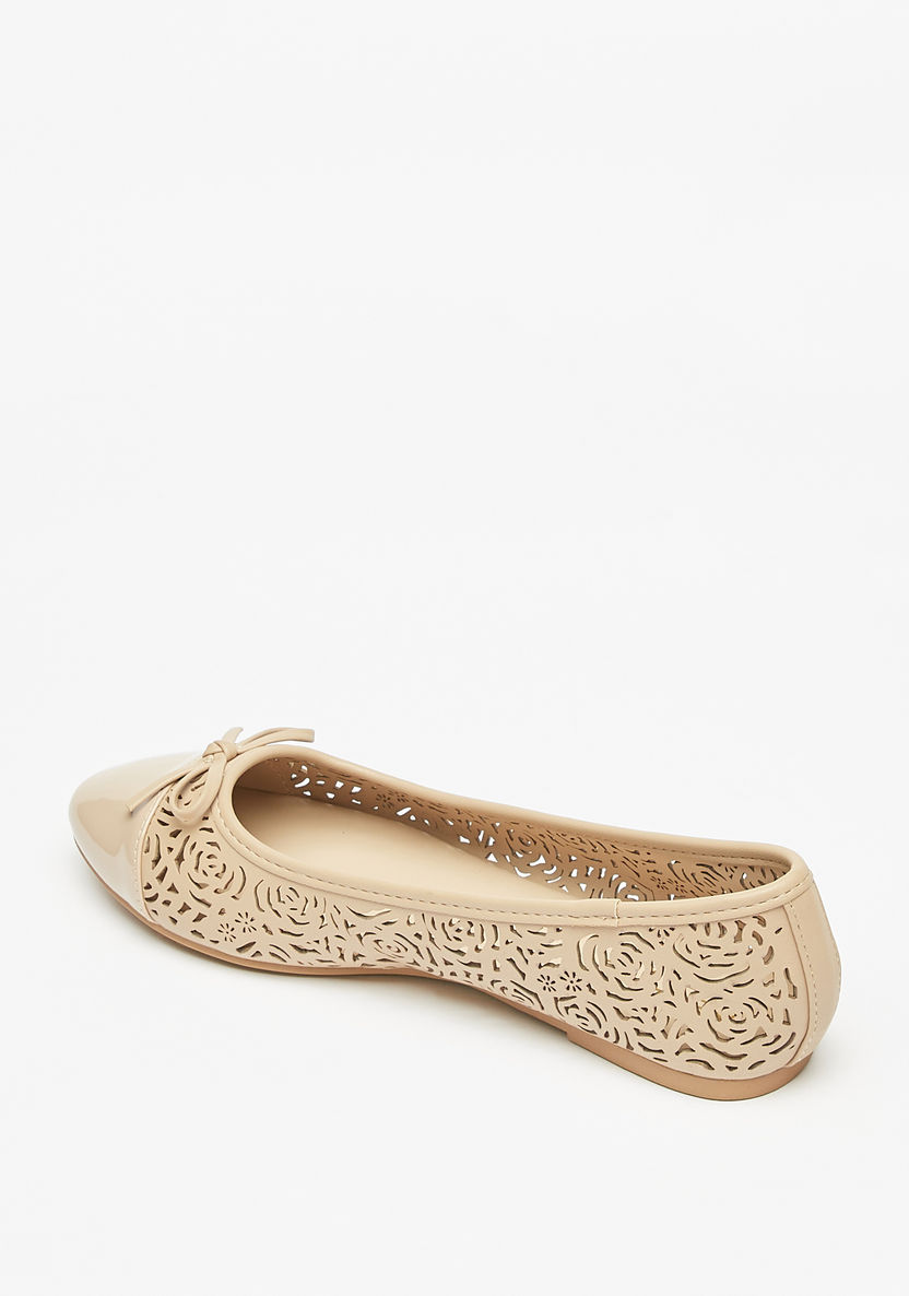 Celeste Women's Cutwork Detail Slip-On Round Toe Ballerina Shoes-Women%27s Ballerinas-image-1