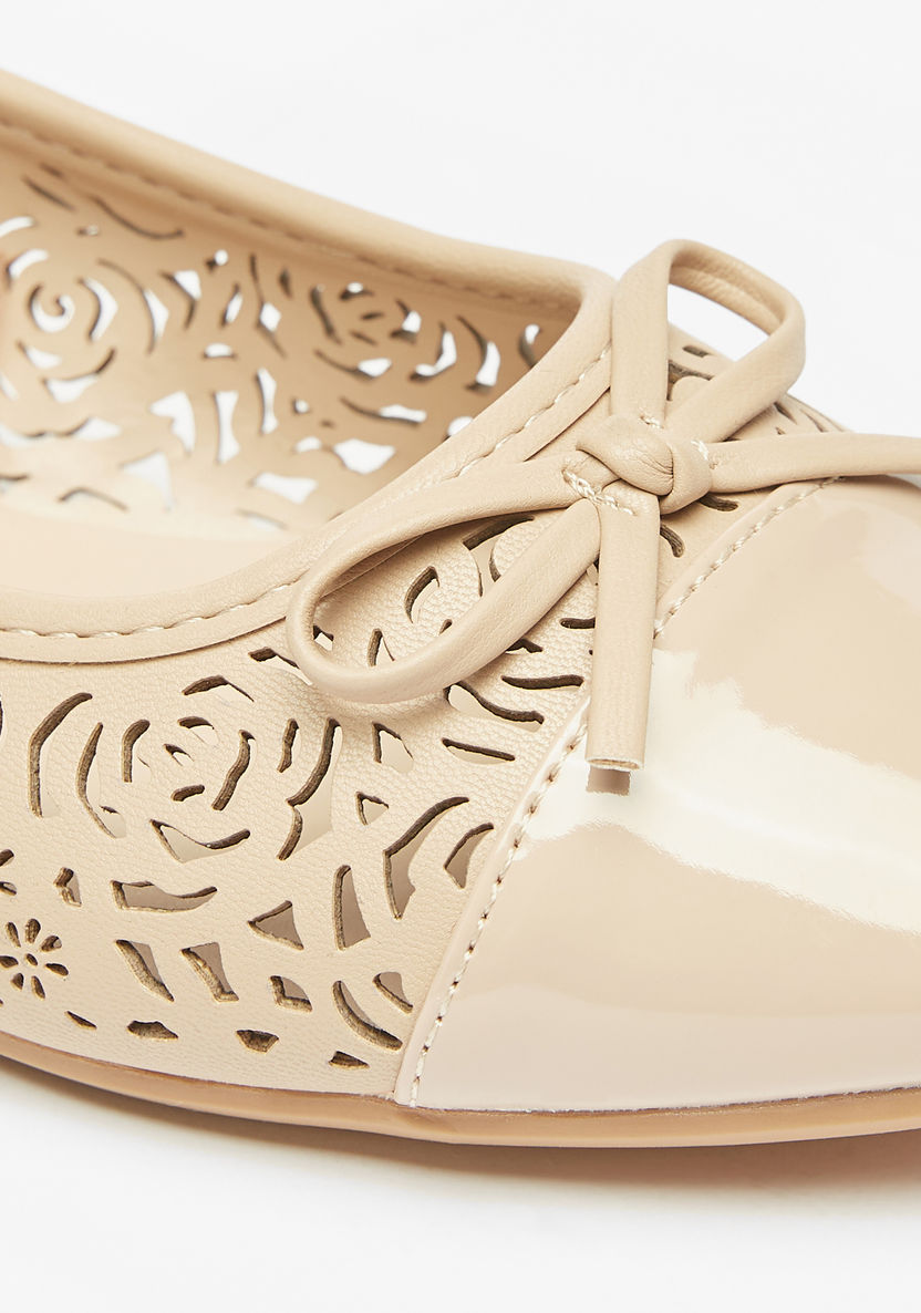 Celeste Women's Cutwork Detail Slip-On Round Toe Ballerina Shoes-Women%27s Ballerinas-image-4