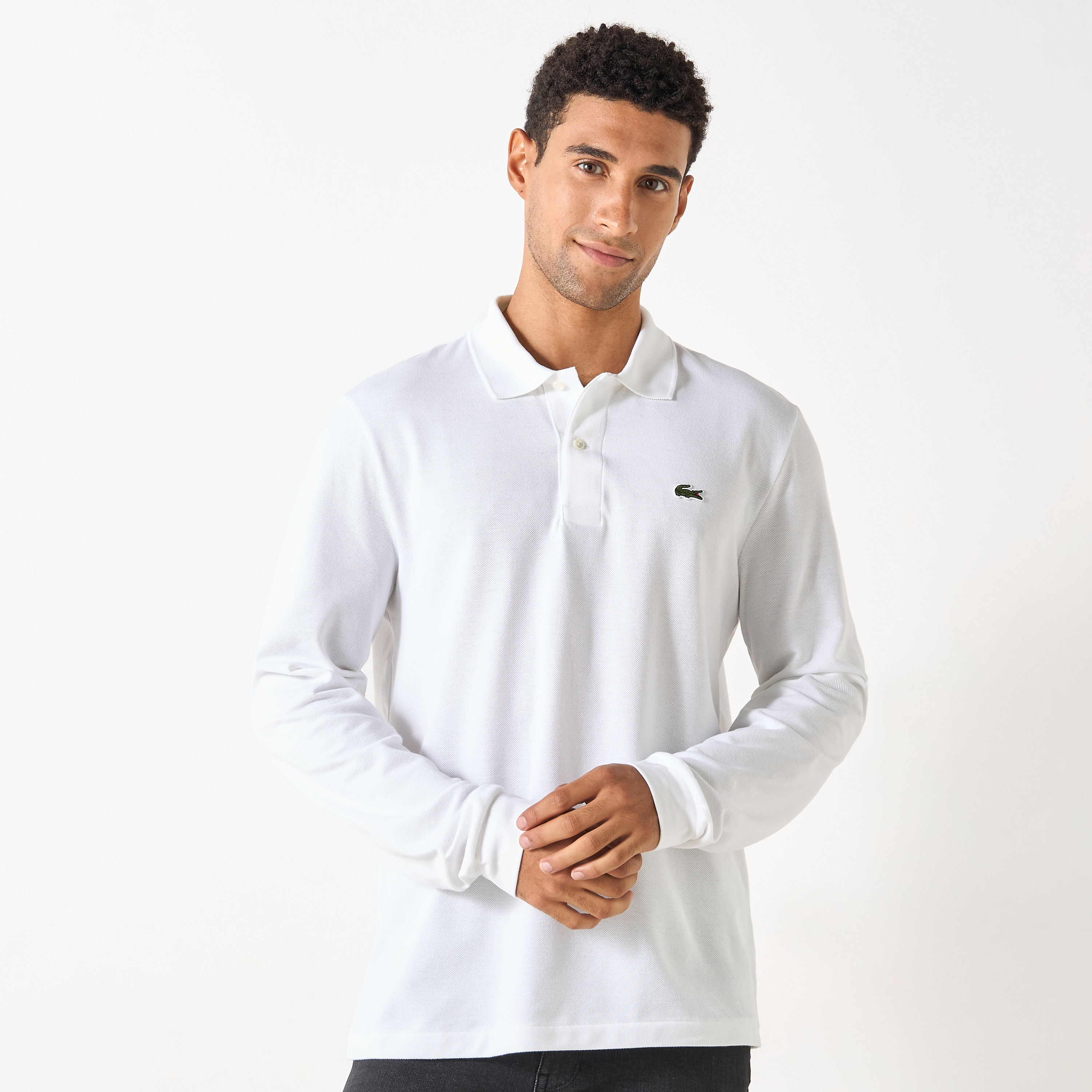 Lacoste Logo Applique Polo T-shirt with Long Sleeves-men-clothing-tshirtsandpolos-polos-image-1