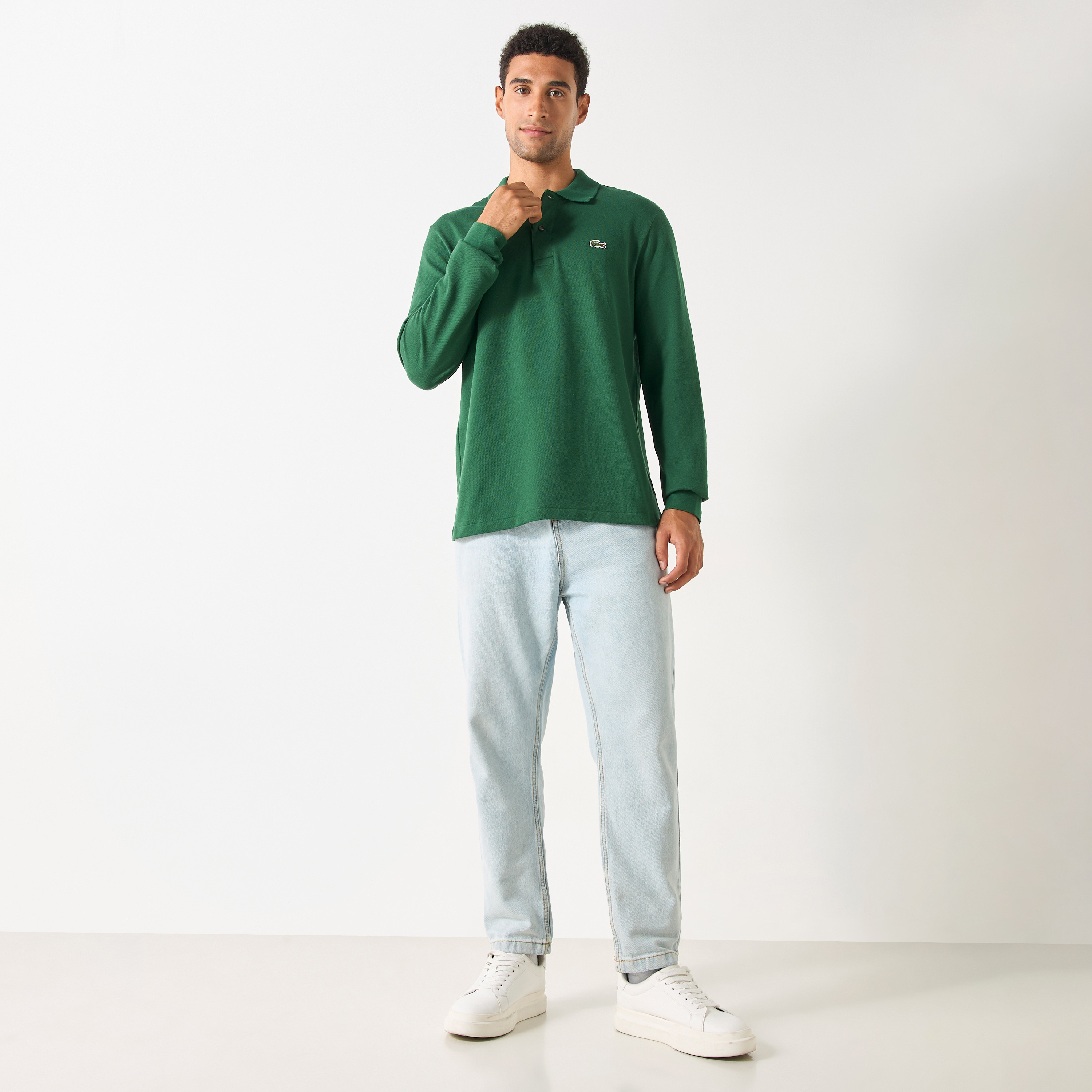 Lacoste Logo Applique Polo T-shirt with Long Sleeves-men-clothing-tshirtsandpolos-polos-image-2