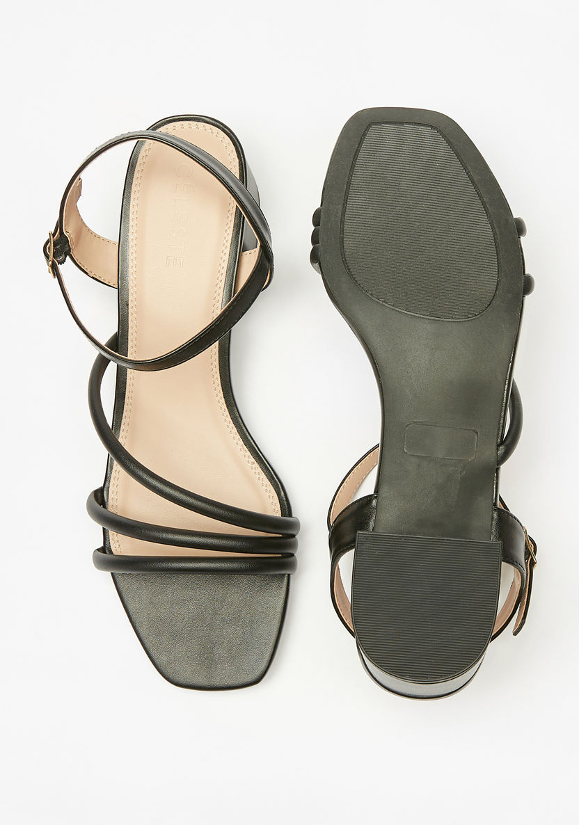 Celeste Strappy Sandals with Block Heels and Buckle Closure-Women%27s Heel Sandals-image-3
