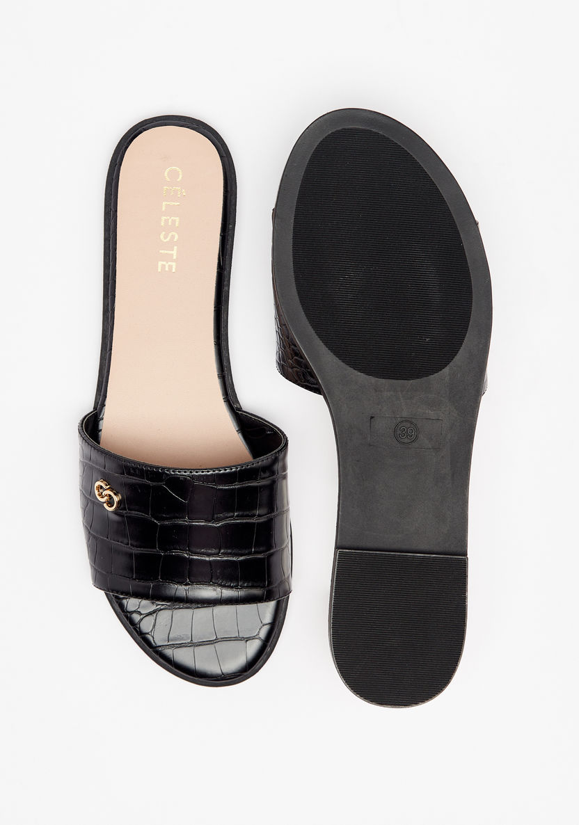 Celeste Women's Textured Slip-On Slides-Women%27s Flat Sandals-image-3