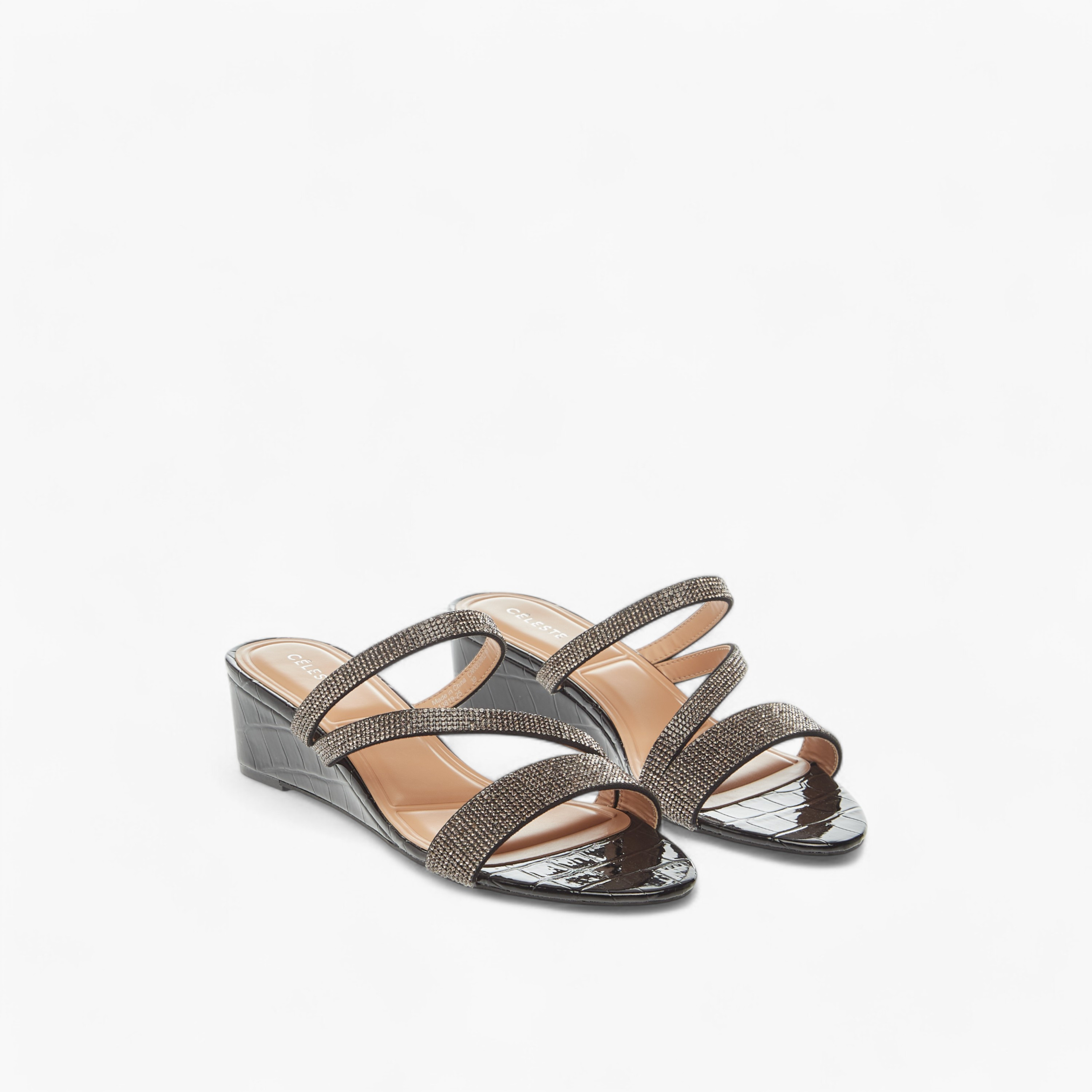 Celeste Women's Studded Slip-On Strap Sandals with Wedge Heels-women-shoes-sandals-heeled-image-1