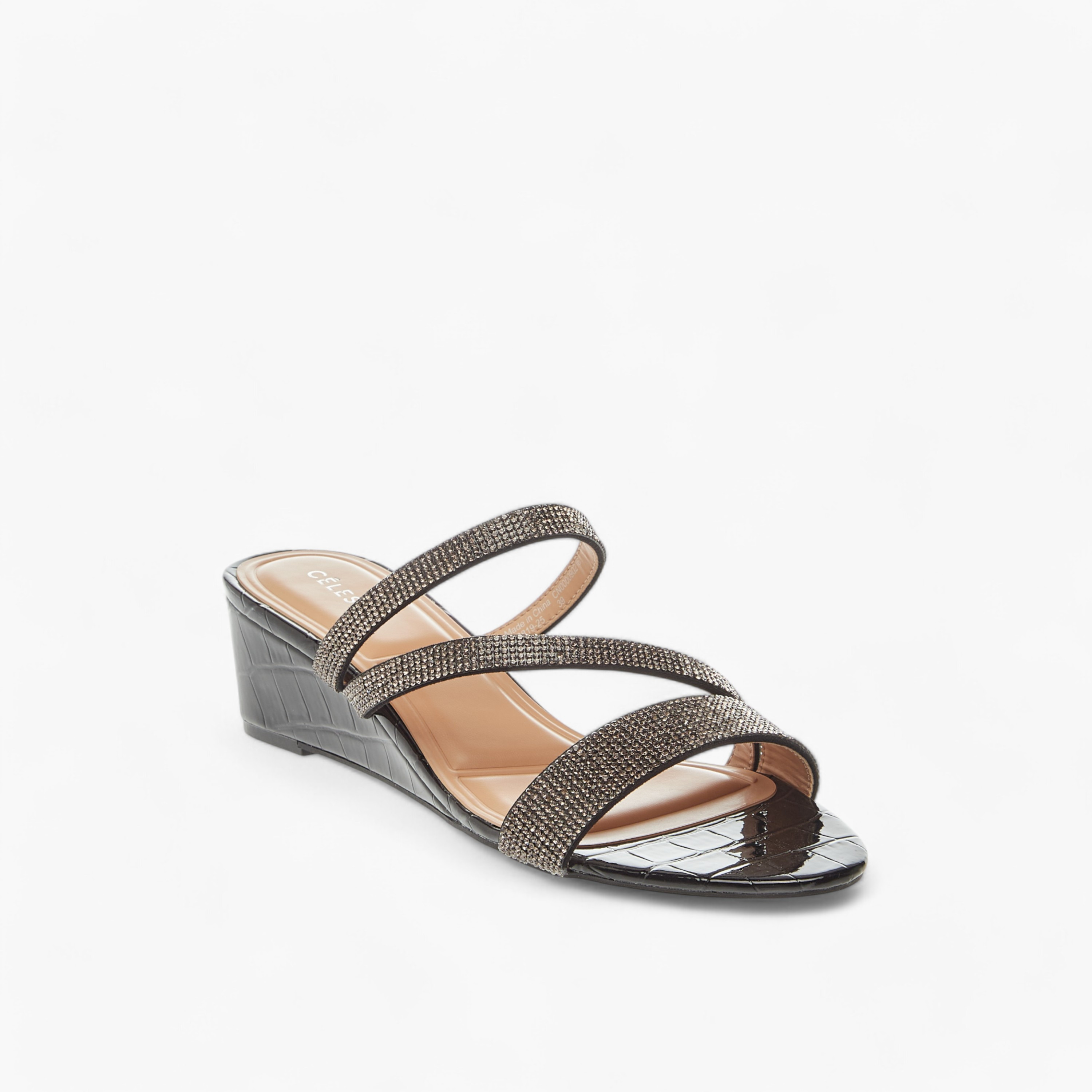 Celeste Women's Studded Slip-On Strap Sandals with Wedge Heels-women-shoes-sandals-heeled-image-2