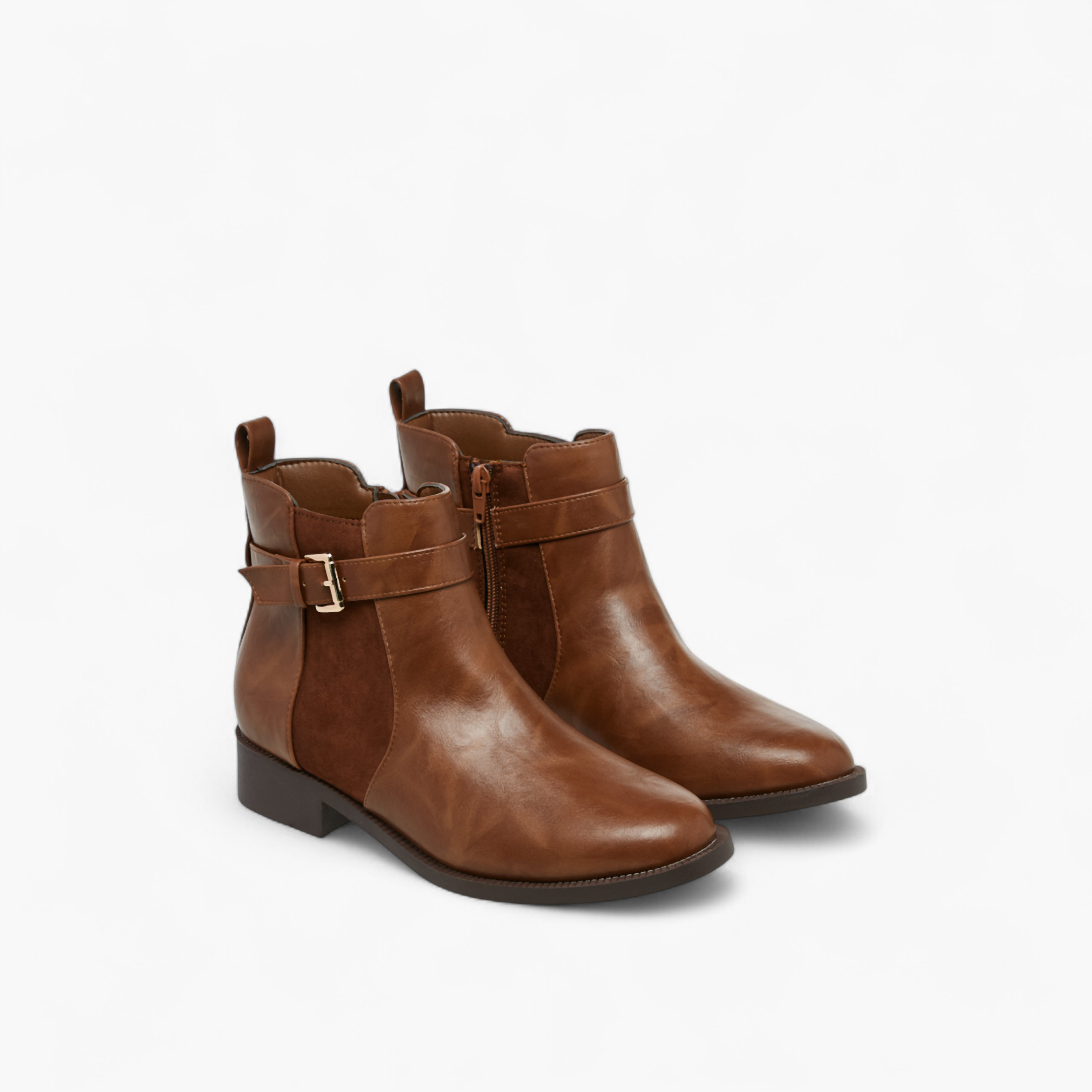 Flora Bella Panelled Ankle Boots with Zip Closure-women-shoes-boots-image-1