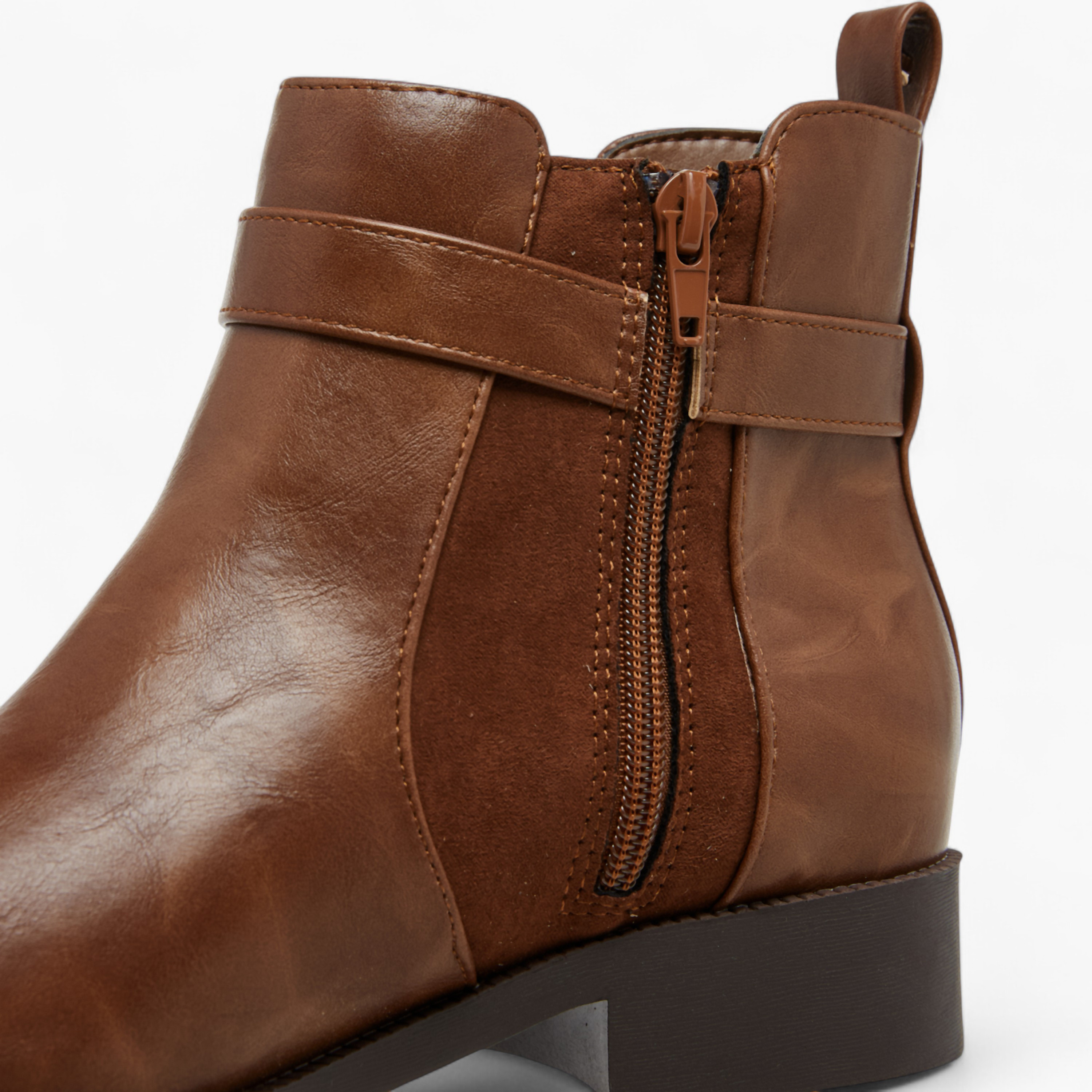 Flora Bella Panelled Ankle Boots with Zip Closure-women-shoes-boots-image-5