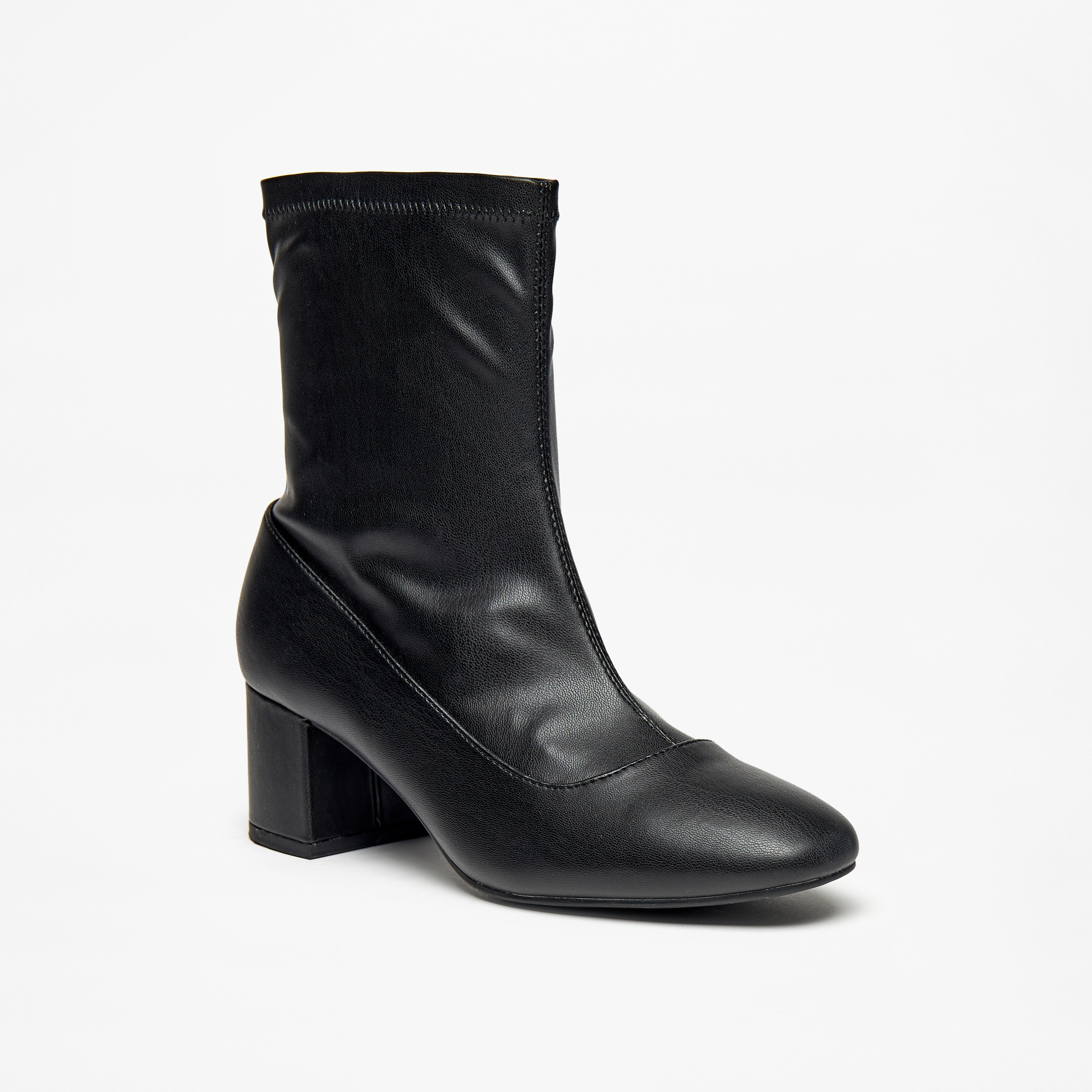 Flora Bella Solid Slip-On Ankle Boots with Block Heels-women-shoes-boots-image-1