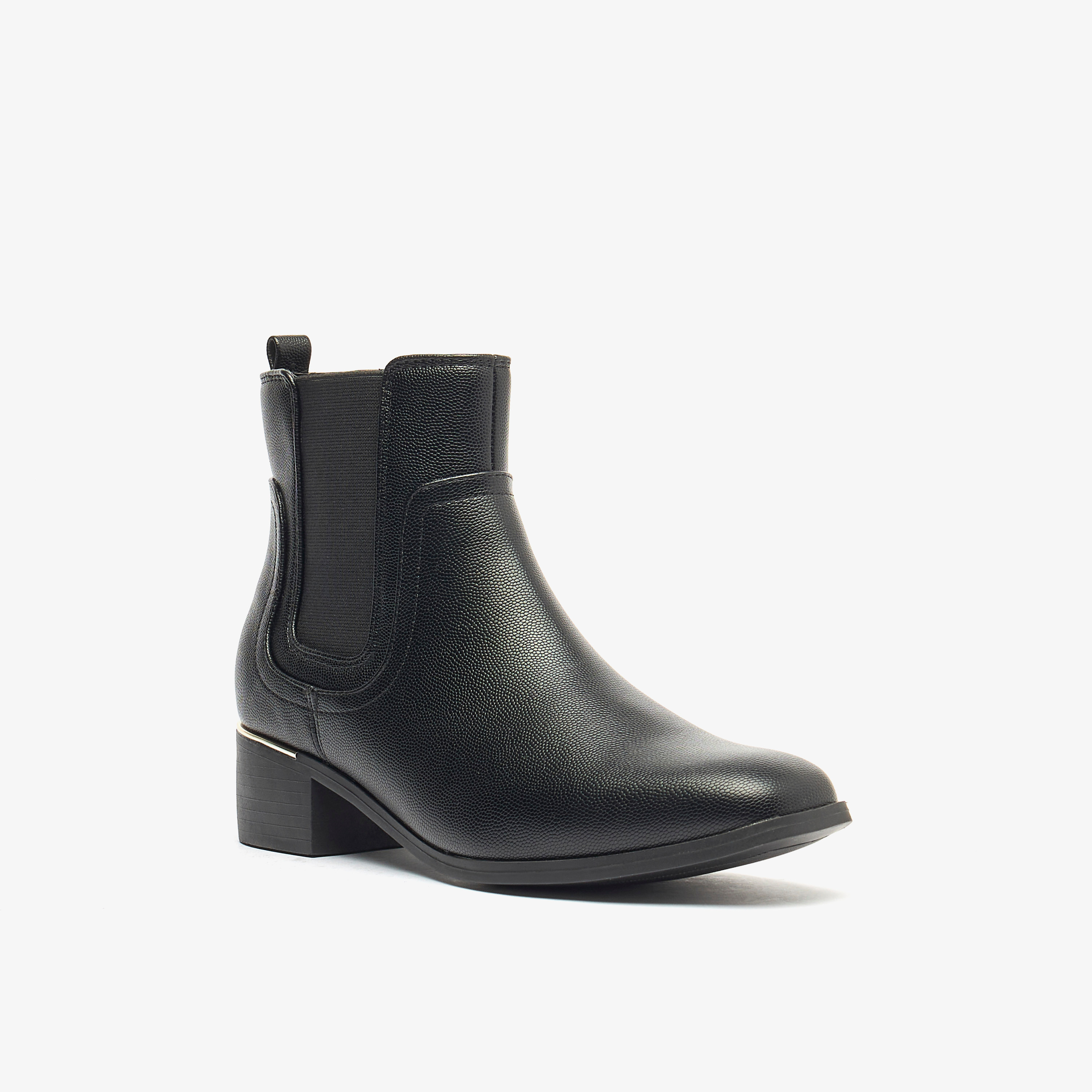 Flora Bella Textured Slip-On Ankle Boots with Block Heels-women-shoes-boots-image-1