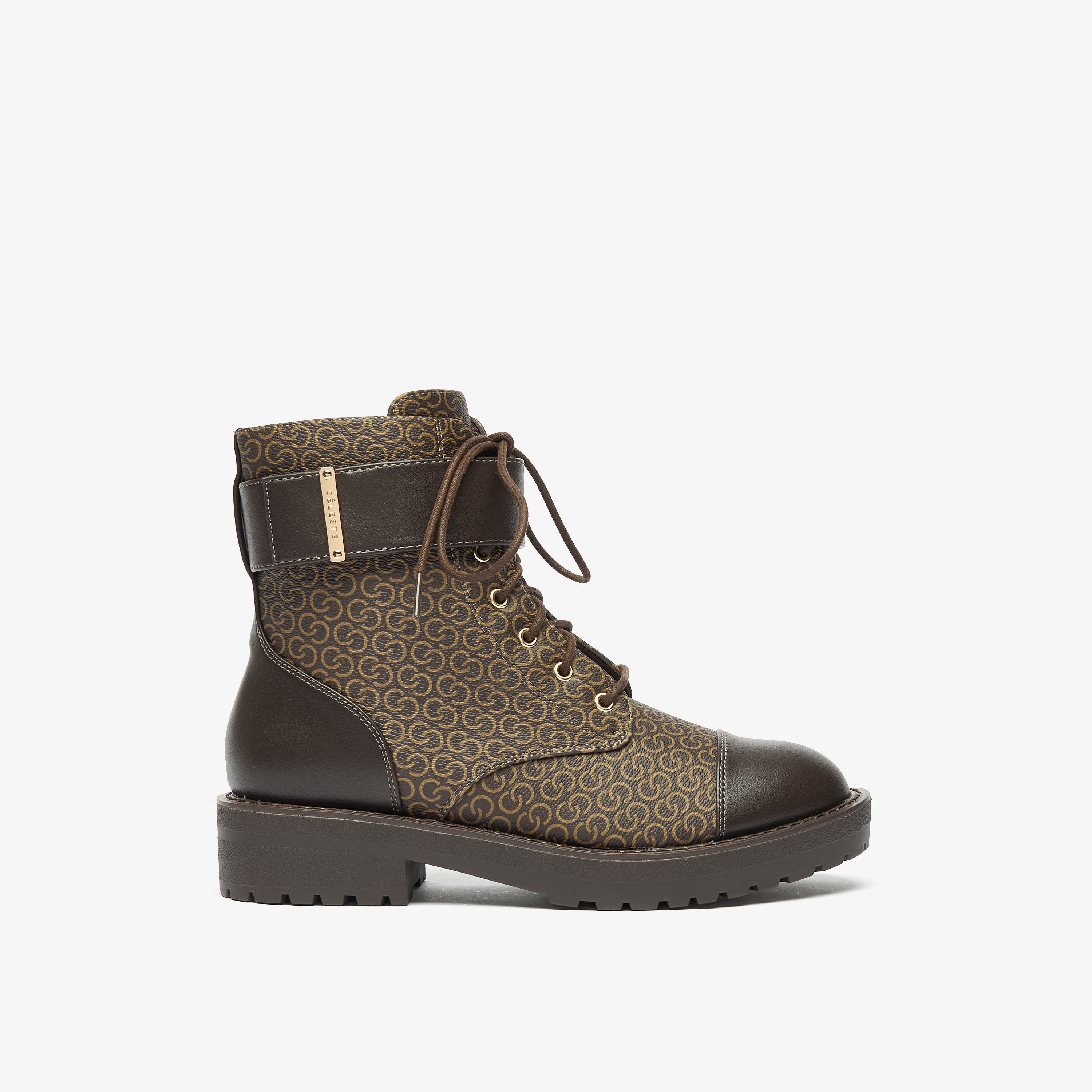 Celeste Women's Monogram Print Ankle Boots with Lace-Up Closure-women-shoes-boots-image-3