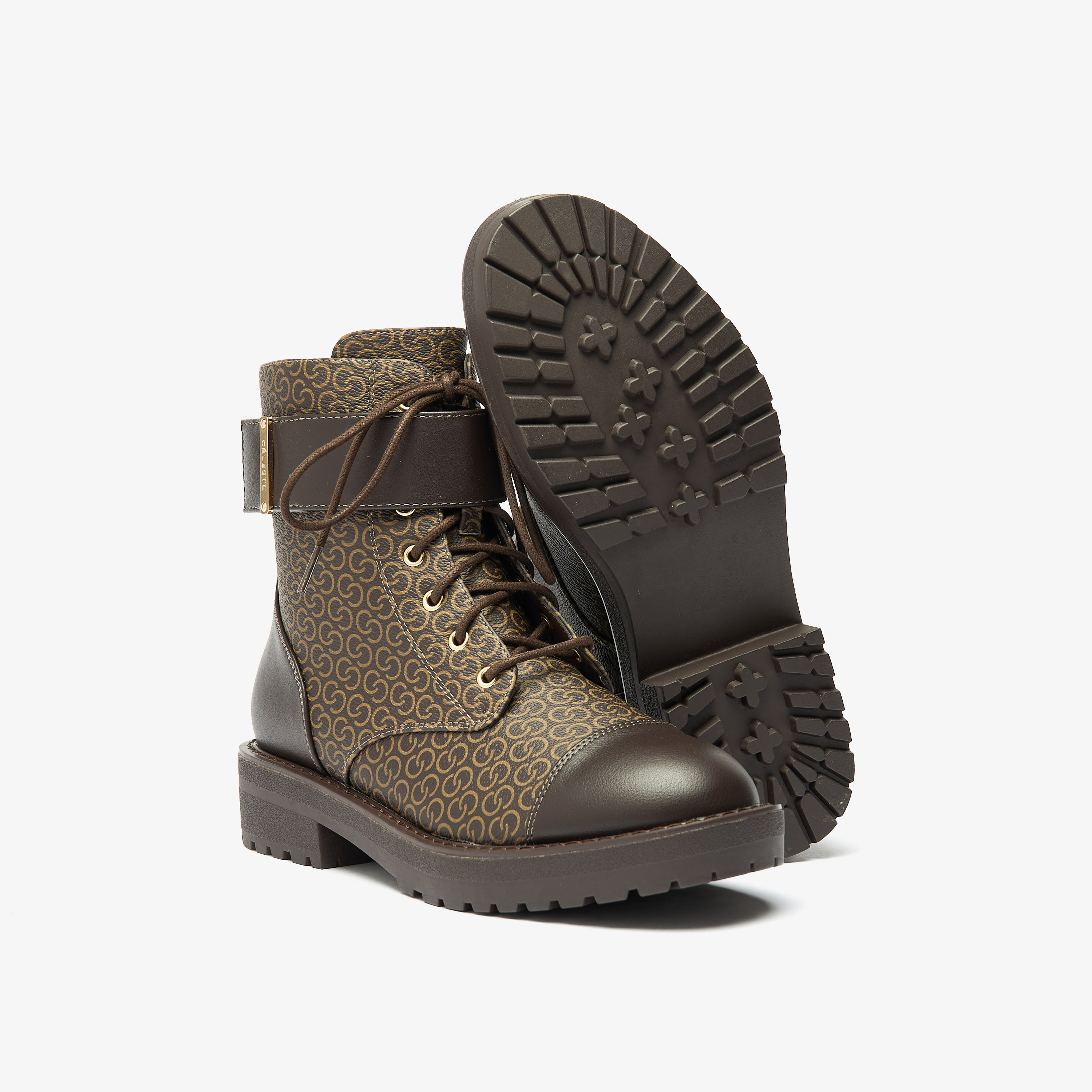 Celeste Women's Monogram Print Ankle Boots with Lace-Up Closure-women-shoes-boots-image-4